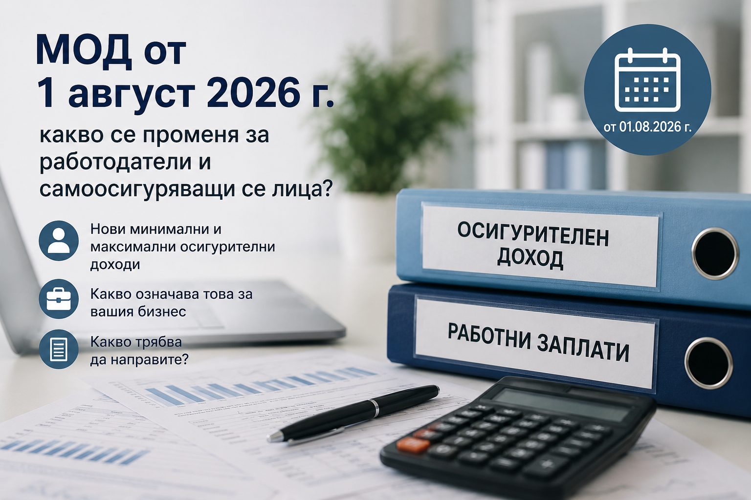 МОД от 1 август 2026 г. – Kакво се променя за работодатели и самоосигуряващи се лица?